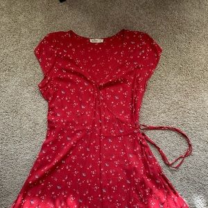 Hollister red floral wrap dress